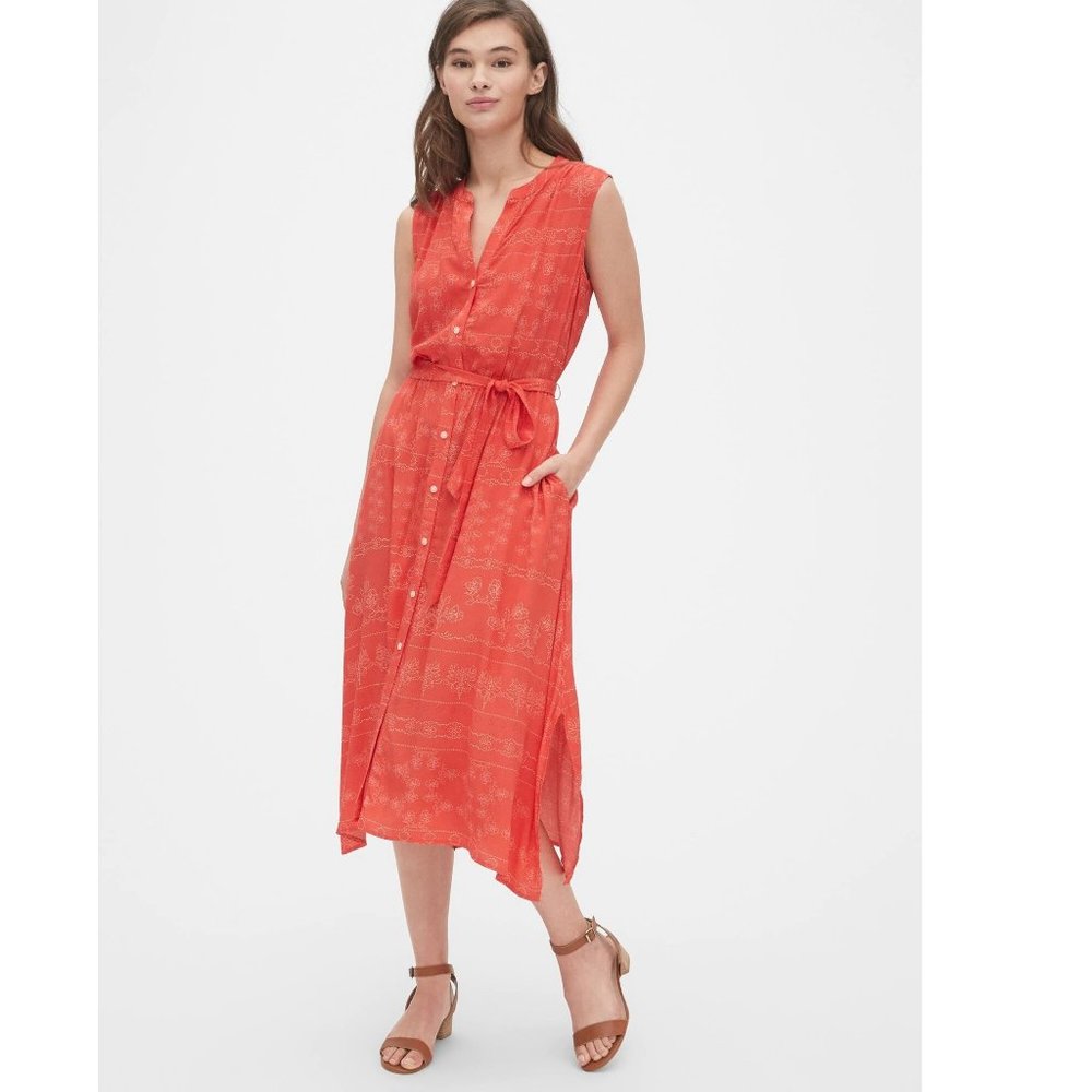 Gap Sleeveless Handkerchief Midi Shirtdress Small v83